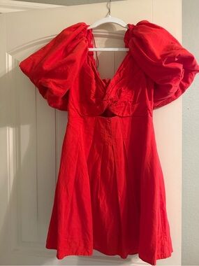 ASTR the label Red Puff Sleeve Mini Dress